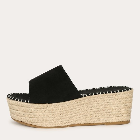 HP💃 Open Toe Espadrille Slide Sandals Wedge Heel - Picture 3 of 5